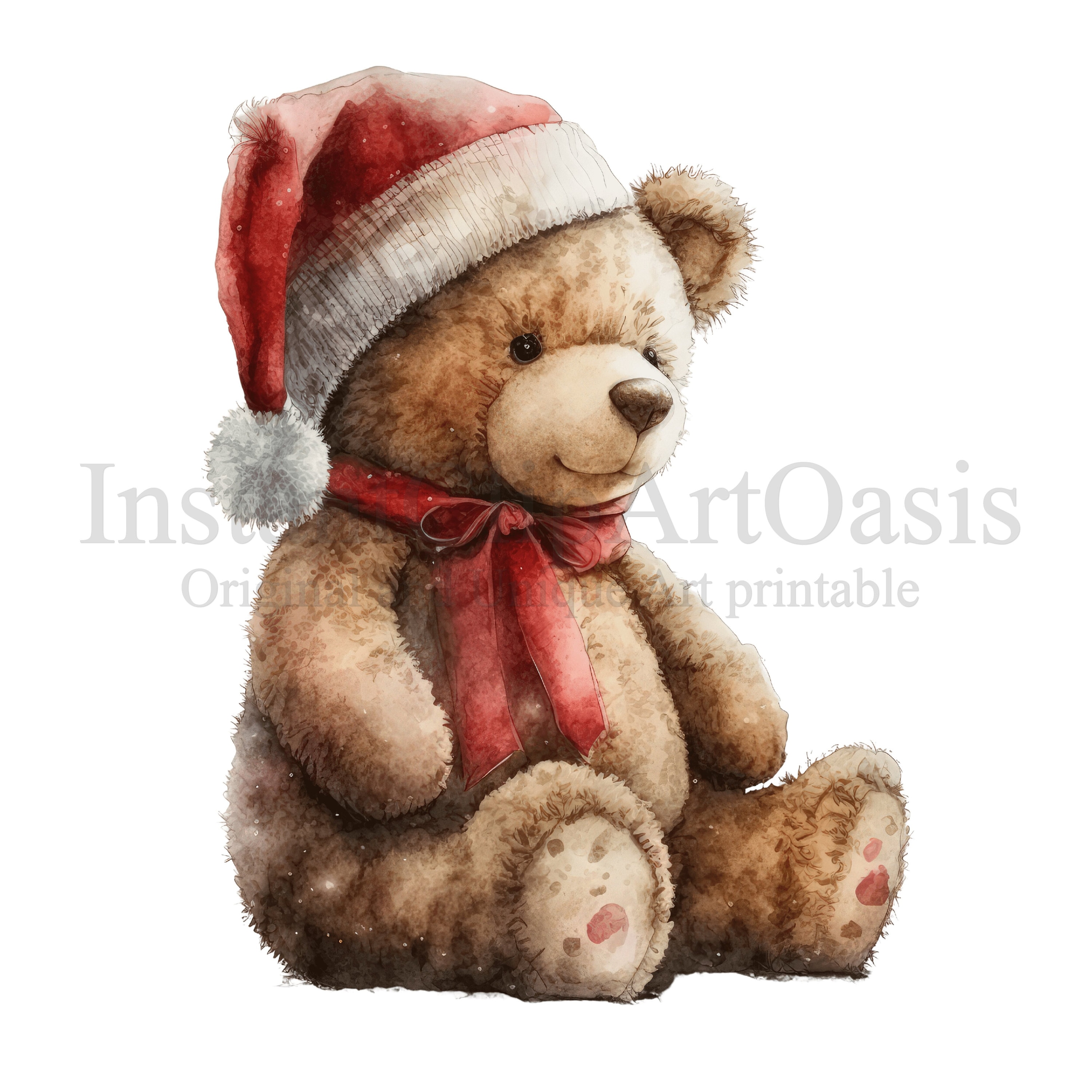 christmas teddy bear clipart, 10 high quality pngs, digital