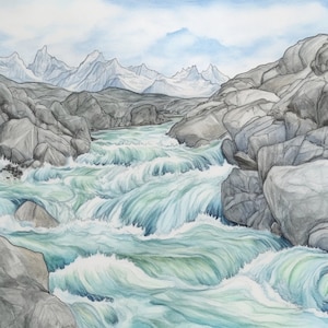 Paesaggio dell'Antartide, 10 JPG di alta qualità, Arte dell'acquerello, Download digitale, Creazione di carte, Media misti, Mestiere di carta digitale / #256