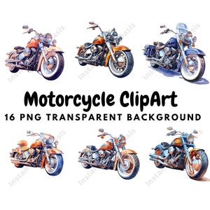 Motorcycle Clipart, 16 High Quality PNGs, Motorbike Clip Art, Bundle, Instant Digital Download | Card Making, Digital Paper Craft | #863
