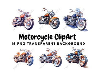 Motorcycle Clipart, 16 High Quality PNGs, Motorbike Clip Art, Bundle, Instant Digital Download | Card Making, Digital Paper Craft | #863