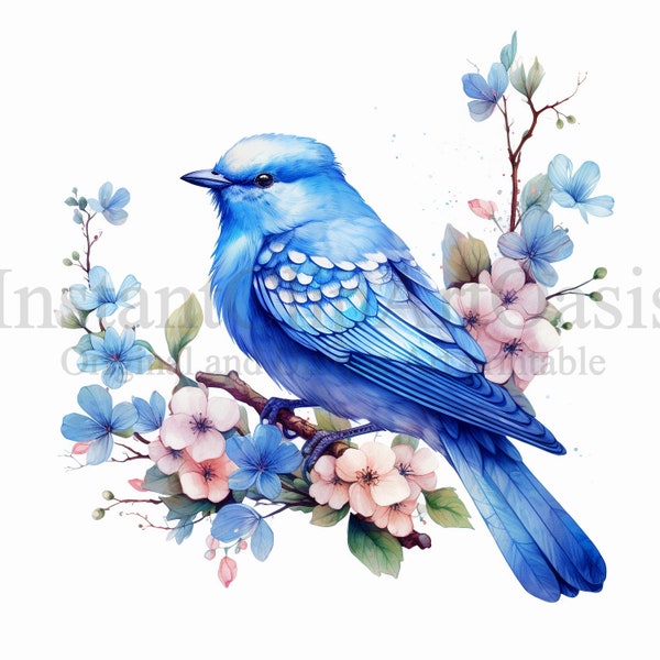 Blue Bird Clipart | Set 3 | 10 High Quality JPGs, Digital Download | Card Making, Bird Clipart, Paper Craft | #644