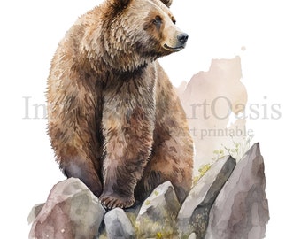 Bear Clipart, 9 High Quality PNGs, Nursery Art | Card Making, Clip Art, Bear Print, Digital Paper Craft, Watercolour Painting | #92