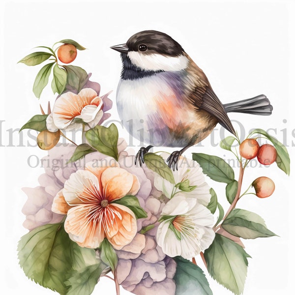 Chickadee Clipart, 10 High Quality JPGs, Nursery Art, Digital Download | Card Making, Cute Bird Clipart, Digital Paper Craft | #350