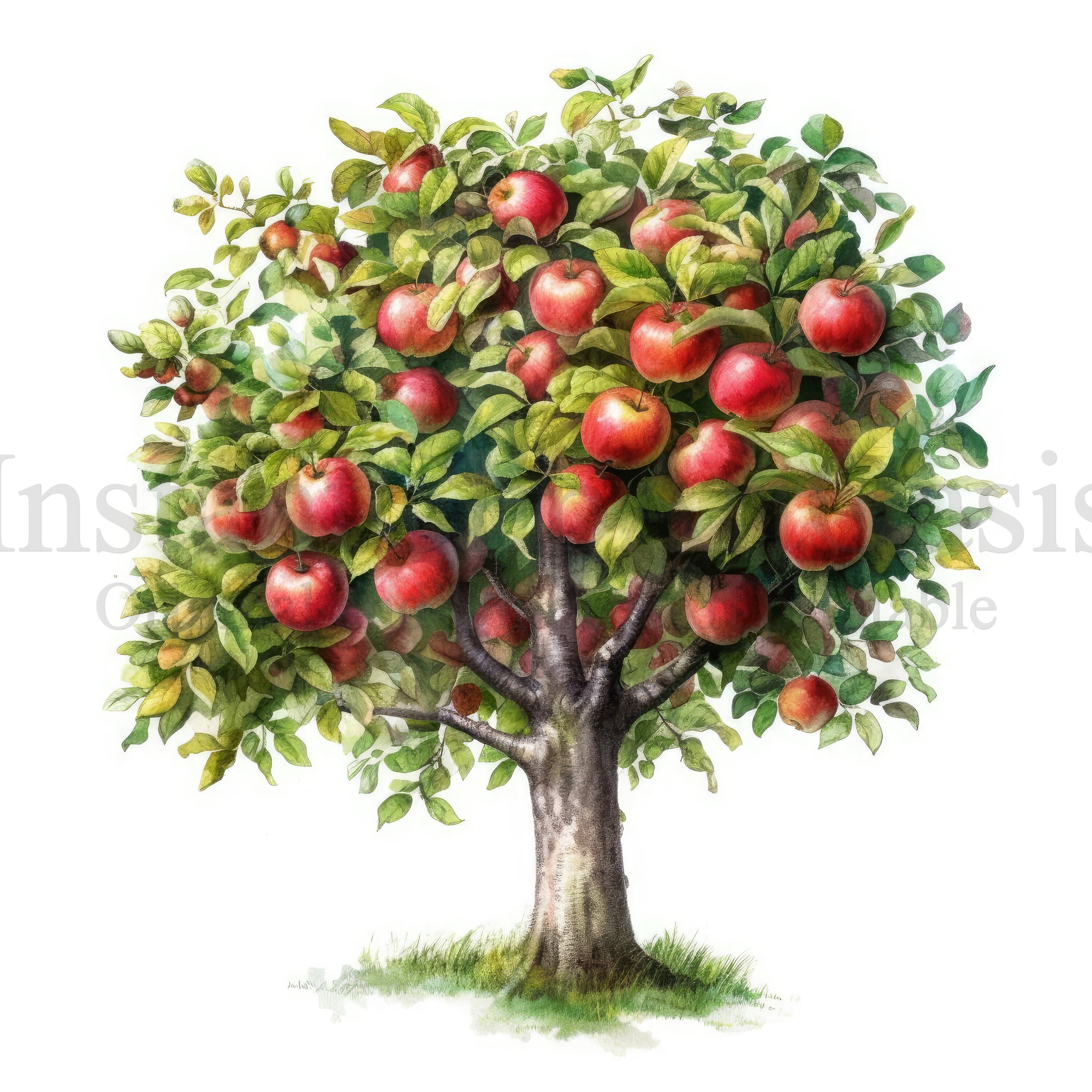 Apple Trees Clipart, 10 High Quality Jpgs, Botanical Art, Digital ...