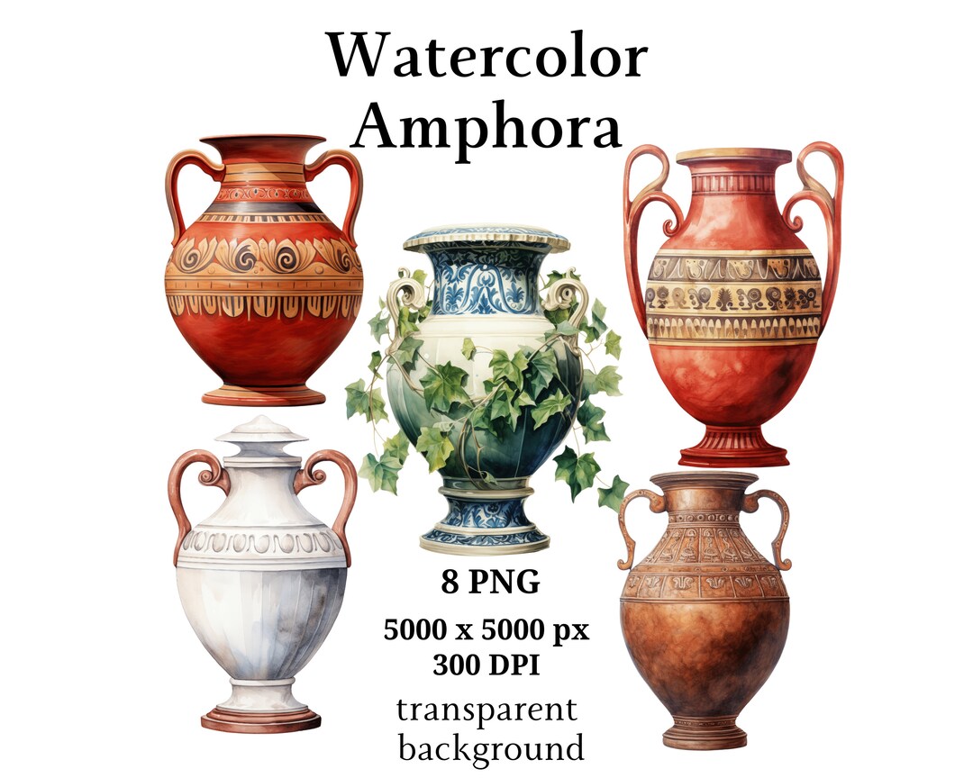 Amphora Clipart 8 High Quality Pngs Digital Download - Etsy