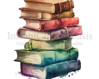 Stack of Books Clipart, 10 High Quality PNGs, Nursery Art, Instant Digital Download | Card Making, Books Clipart, Digital Paper Craft | #153