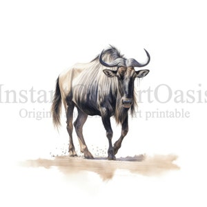 Blue Wildebeest Clipart, 5 High Quality JPGs, Instant Digital Download | Card Making, Wildebeest Clipart, Digital Paper Craft | #1054