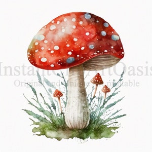 Mushroom Clipart, 10 High Quality JPGs, Nursery Art, Instant Digital Download | Card Making, Mushroom Clipart, Digital Paper Craft | #20