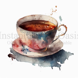 Tasse de thé Clipart, 10 JPG de haute qualité, Art, téléchargement numérique instantané | Fabrication de cartes, Artisanat en papier numérique | #170