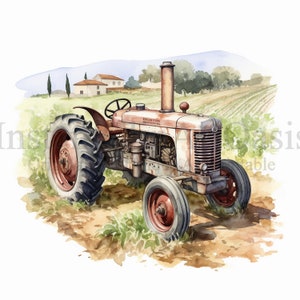 Old Tractor Clipart, 10 High Quality JPGs, Nursery Art, Digital Download | Card Making, Vintage Tractor Clipart, Digital Paper Craft | #562