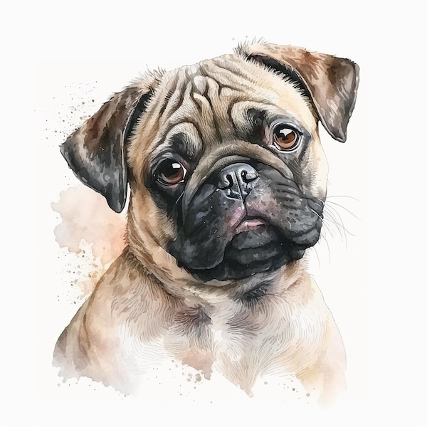 Pug Clipart, 9 JPG de haute qualité, Nursery Art, Téléchargement numérique, Fabrication de cartes, Cute Animal Clipart, Paper Craft | #176