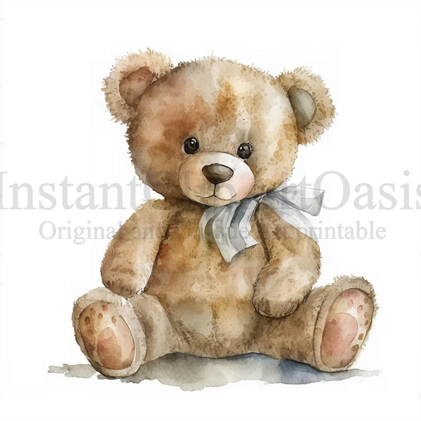 Teddy Bear Clipart, 10 JPG de haute qualité, Nursery Art, Téléchargement numérique instantané | Fabrication de cartes, Clipart animal mignon, Artisanat en papier numérique | #4