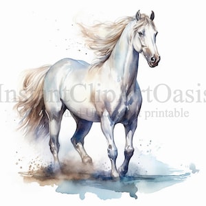 Watercolor Horses Clipart, 12 High Quality JPGs, Nursery Art, Instant Digital Download | Card Making, Digital Paper Craft | #648