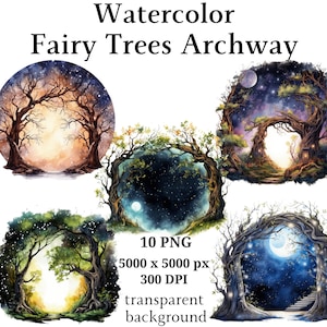 Fairy Trees Archway Clipart - 10 hoge kwaliteit PNGs, digitale download, journaling, geheugenboeken, kaart maken, mixed media, scrapbooking #1157