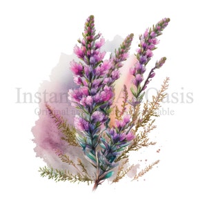Heater Flowers Clipart, 9 High Quality PNGs, Botanical Art, Digital Download, Card Making, Journaling, Digital Paper Craft | #204