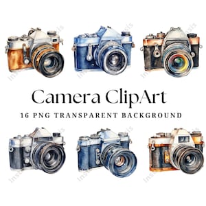 Camera Clipart, 16 High Quality PNGs, Camera Art, Camera Images, Instant Digital Download | Card Making, Digital Paper Craft | #1158