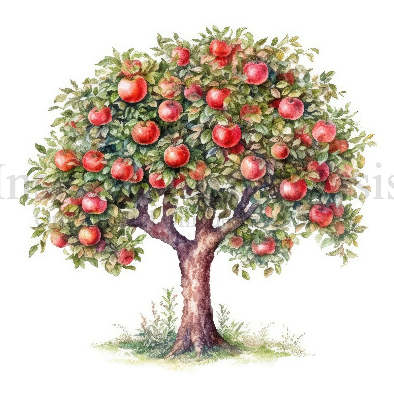 Apple Trees Clipart, 10 High Quality Jpgs, Botanical Art, Digital ...