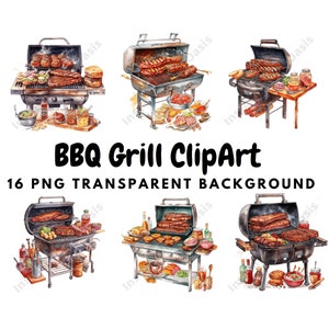 16 PNG's van hoge kwaliteit - BBQ Grill Clipart, Grill Clipart, Instant Digitale Download | Kaarten maken, digitaal papier, Grll-afbeeldingen | #877
