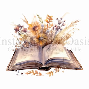 Clipart di libri floreali / Set-3 / 10 JPG di alta qualità, Nursery Art, Download digitale / Creazione di carte, Clipart di libri, Mestiere di carta digitale / #487
