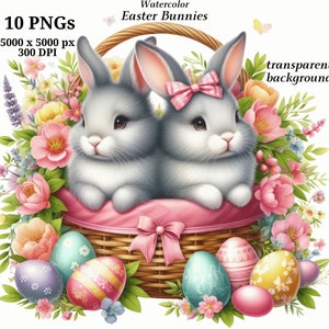 Paashazen Clipart - 10 PNG's van hoge kwaliteit, Digitale Planner, Ongewenste Journals, Digitale Download, Geheugenboeken, Scrapbooking | #1415