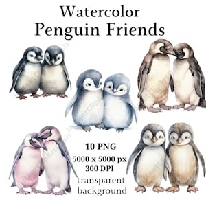 Pinguin Freunde Clipart, 10 Hochwertige PNGs, Kinderzimmer Kunst | Kartenherstellung, Clip Art, niedlicher Pinguin Druck, digitales Papier Handwerk | #997