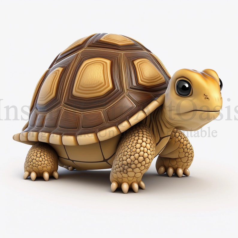 K&ouml;nnte beinhalten: Eine kleine, cartoonartige Schildkr&ouml;te mit einem braunen und braunen Panzer. Die Schildkr&ouml;te hat gro&szlig;e, schwarze Augen und einen freundlichen Ausdruck.