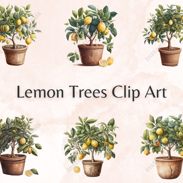 Lemon Trees Clipart, 10 High Quality PNGs, Botanical Art, Digital Download, Card Making, Journaling, Digital Paper Craft | #348