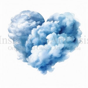 Blauwe wolken clipart, 10 hoge kwaliteit JPG&#39;s, kinderkamer kunst, instant digitale download | Kaarten maken, digitale papiermodellen | #459