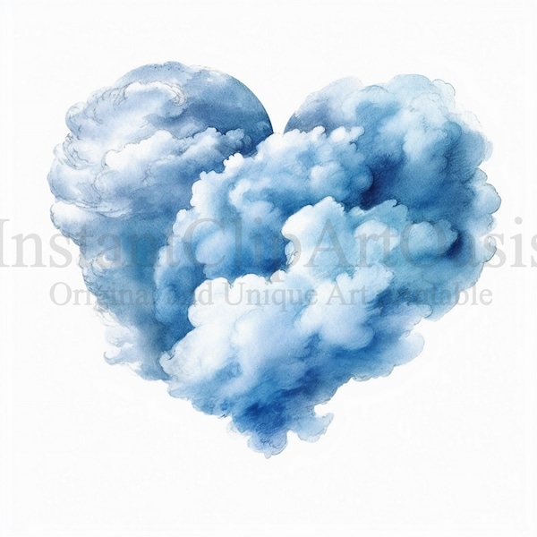 Blue Clouds Clipart, 10 High Quality JPGs, Nursery Art, Instant Digital Download | Card Making, Digital Paper Craft | #459