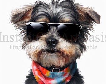 Cool Dogs Clipart, 10 JPG de haute qualité, Nursery Art, Téléchargement numérique, Fabrication de cartes, Clipart de chiens, Paper Craft | #418