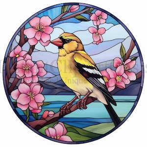 Stained Glass Goldfinch, 9 High Quality JPGs, Stained Glass, Digital Download | Card Making, Bird Clipart, Paper Craft | #657