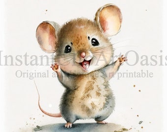 Cute Mouse Clipart, 9 High Quality JPGs, Nursery Art | Card Making, Clip Art, Digital Paper Craft, Watercolour Painting | #7