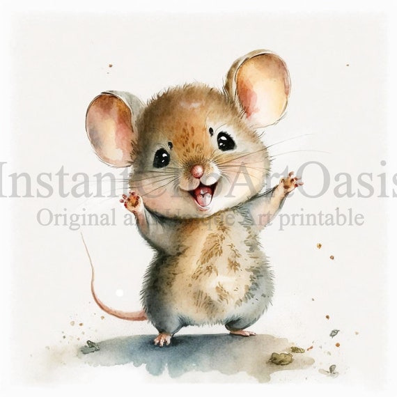 Cute Mouse Clipart, 9 High Quality JPGs, Nursery Art | Card Making, Clip Art, Digital Paper Craft, Watercolour Painting | #7