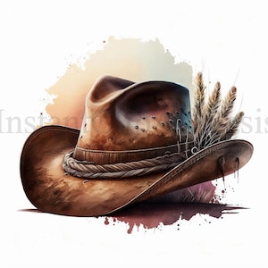 Cowboy Hat Clipart, 10 High Quality JPGs, Nursery Art, Instant Digital Download | Card Making, Cowboy Hat Print, Digital Paper Craft | #154