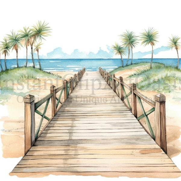Watercolor Pier Clipart Etsy