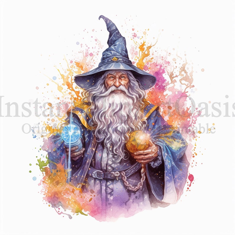 Magic Wizard Clipart, 10 High Quality Jpgs, Nursery Art, Digital ...