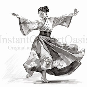 Dancing Girl Sketches Clipart, 10 High Quality JPGs, Digital Planner, Junk Journaling, Pencil Drawing, Wall Art, Digital Download | #453