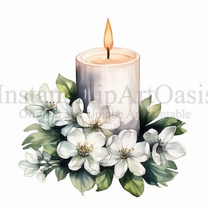 Candele bianche Clipart, 10 JPG di alta qualità, Acquerello, Download digitale istantaneo, Candela Clipart, Creazione di carte, Mestiere di carta digitale / #500
