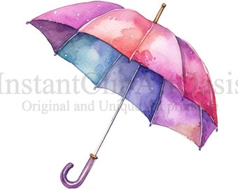 Clipart de parapluies colorés, 10 JPG de haute qualité, Art, téléchargement numérique instantané | Fabrication de cartes, Artisanat en papier numérique | #687