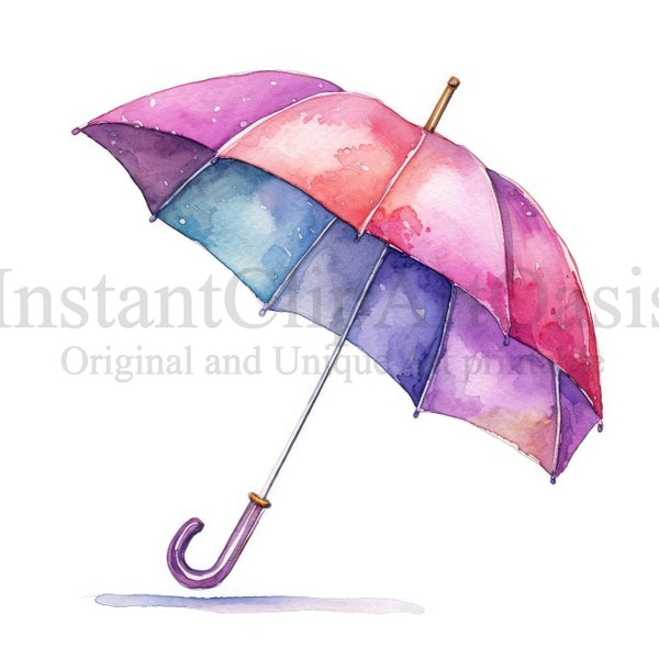 Colorful Umbrellas Clipart, 10 High Quality JPGs, Art, Instant Digital Download | Card Making, Digital Paper Craft | #687