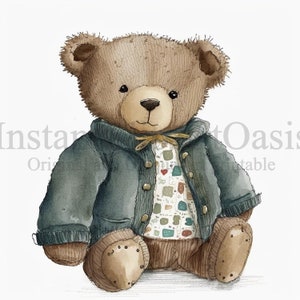 Teddy Bear Clipart, 10 JPG de haute qualité, Nursery Art, Téléchargement numérique instantané | Fabrication de cartes, Clipart Animal mignon, Digital Paper Craft #57