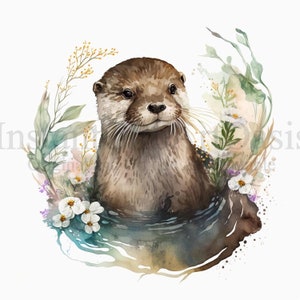 Otter Clipart, 10 JPG de haute qualité, Nursery Art | Fabrication de cartes, Clip Art, Impression de loutre, Artisanat en papier numérique, Peinture à l'aquarelle | #207