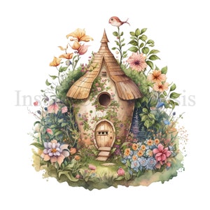Little Fairy House Clipart, 10 High Quality PNGs, Nursery Art, Digital Download, Card Making, Cute Fairy Clipart, Digital Paper Craft  #331