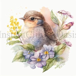 Imágenes prediseñadas de pájaros lindos, 10 JPG de alta calidad, arte infantil, descarga digital instantánea / creación de tarjetas, imágenes prediseñadas de animales, artesanía de papel digital / #96