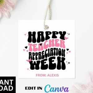 Happy Teacher Appreciation Week Gift Tags, Teacher Treat Tag, Teacher Appreciation Thank You Tags, Teacher Appreciation Week Goodie Bag Tag