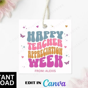 Happy Teacher Appreciation Week Gift Tags, Teacher Treat Tag, Teacher Appreciation Thank You Tags, Teacher Appreciation Week Goodie Bag Tag