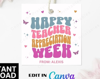 Étiquettes-cadeau de bonne semaine d'appréciation des enseignants, étiquette de traitement des enseignants, étiquettes de remerciement d'appréciation des enseignants, étiquette de sac cadeaux de la semaine d'appréciation des enseignants