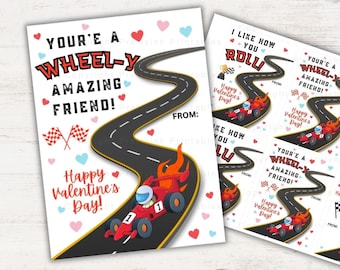 Hot Wheels auto Valentijnsdag afdrukbare, afdrukbare valentijnskaart, kinderen voorschoolse valentijnskaarten, afdrukbare klas valentijnskaarten, jongen Valentijn