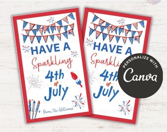 Stampabile/modificabile Avere uno scintillante 4 luglio, etichetta regalo per il giorno dell'indipendenza del 4 luglio, etichetta per regalo di inaugurazione della casa, etichetta regalo patriottica