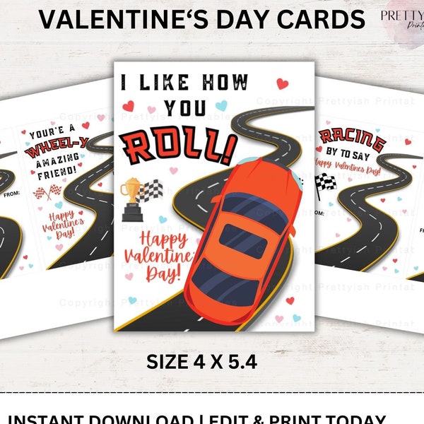 Hot Wheels Car Valentine Printable, Printable Valentine Card, Kids Preschool Valentine Cards, Printable Classroom Valentines, Boy Valentine